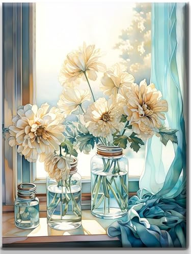 Yiminu.DS Diamond Painting Erwachsene, Diamant Painting Bilder Blumen 30x40cm 5D Diamond-Painting Diamant Painting Bastelset BastelnWanddeko, Blumen-Retro
