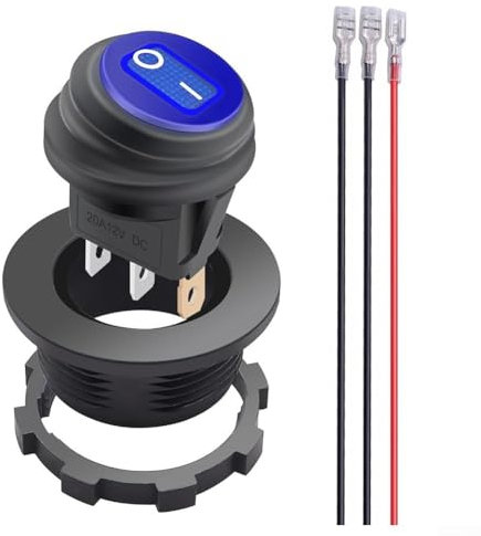 Interrupteur à bascule étanche haute performance avec voyant lumineux SPST 20 A à 12 V (bleu)