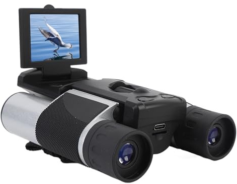 Bewinner Binocolo Digitale con Fotocamera, Zoom Digitale 8X 48MP 2.5K Videoregistratore, Display LCD da 2 Pollici, Binocolo con Vista Ampia per Concerti di Caccia di Birdwatching (Silver)