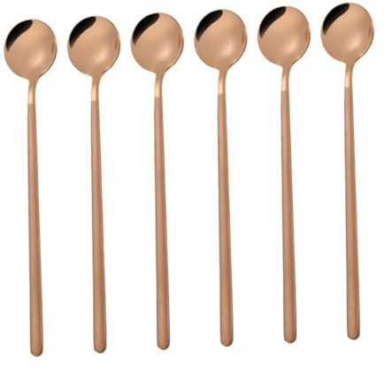 Holibanna 6piezas Cuchara De Café De Acero Inoxidable Mini Cuchara Redonda Cucharadita Para Azúcar y Postres Taza Pack