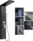 LLFFSSDG Sistema de Panel de ducha LED panel de ducha de acero inoxidable completo 6 funciones ducha de lluvia ducha de cascada ducha de masaje caño de bañera sistema de ducha Negro