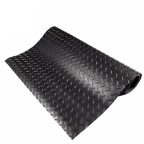 Rouleau de Tapis en Caoutchouc | Tapis en Caoutchouc Robuste pour Garage, Salle de Sport et fourgonnette | Feuille de Caoutchouc antidérapante et imperméable,Noir,1x2m