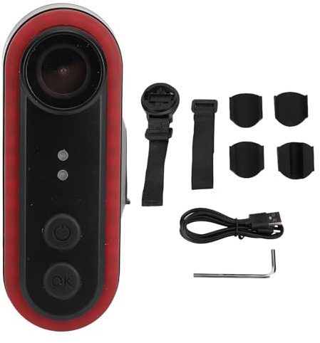 Tbest 1080p Cykelkamera, 150 Graders Vidvinkel Laddningsbar Cykelsport Bakifrån Kamera med Bakljus (16 GB)