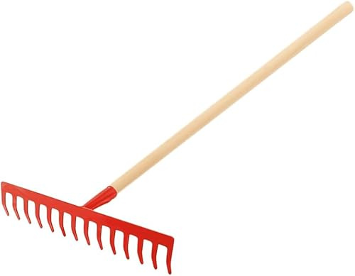 Heurechen Laubrechen Fächerbesen Rechen Rasenrechen Gartenrechen, Gartenwerkzeug, Gartengeräte Harke für Garten, Beet, Rasen, Gartenharke mit 130 oder 150 cm Stiel (18 Zähne mit 150 cm Stiel)