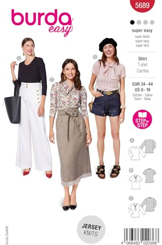 burda easy Schnittmuster Damen Shirts #5689 Gr. 34-44