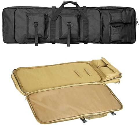 Gewehrtasche 2 Langwaffen,wasserdichte Doppel Waffentasche, Gewehr Futteral,Outdoor Taktischer Waffenkoffer, Sturmgewehr Tasche für Schießen und Jagen, Futteral Langwaffen mit (Size:118cm,Color:A)