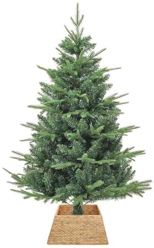 vidaXL Collier de Sapin de Noël Marron 50 x 50 x 25 cm Jacinthe d'eau, Salon, déco Moderne, Jupe d'arbre carrée, Ornement Durable, Base décorative, Collier Festif