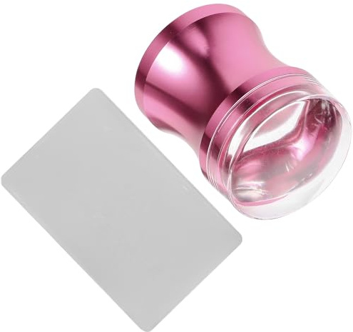 PRETYZOOM Set 1 Timbro per Unghie Professionale in Silicone Rosa Raschietto in Lega di Alluminio, Multiuso Leggero per Decorazioni Unghie Manicure Nail Art Colore Casuale