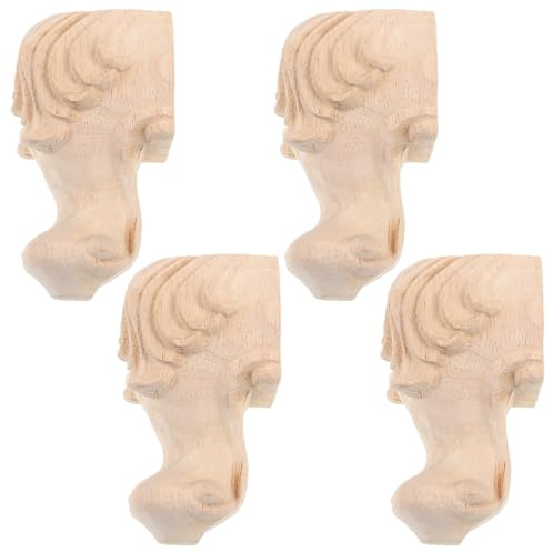 NULYLU 4 Pezzi Gambe per Divano e Tavolo in Legno Massello Goffrate Piedini Decorativi Vintage per Mobili Design Rilievo Stile Europeo Altezza 10 CM Protezione Pavimento e Riduzione