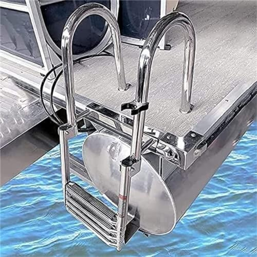 Aioneer Boat Ladder Pontoon Boat Ladder Marine Ladder 4 Step Boat Ladder Stainless Steel Telescoping Ladder Folding Pontoon Ladder Heavy Duty Swim Deck Ladder Dock Ladder