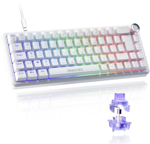Oniverse Clavier Gamer magnétique Filaire 8000 Hz, Compact 65% Azerty - Maegnus - Rapid Trigger, Hall Effect, Anti-Ghosting, LED RVB, pour PC/Mac/PS5 - Luxion White