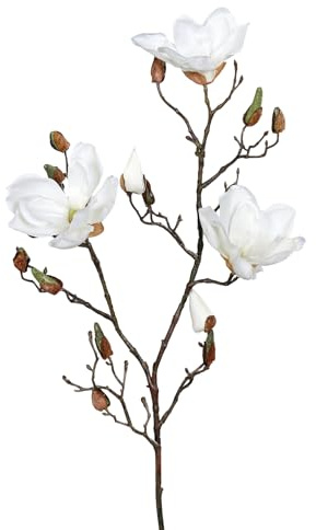 Seidenblumen Roß Magnolienzweig DP Kunstblumen künstliche Magnolie Blumen (Weiß, 85cm)