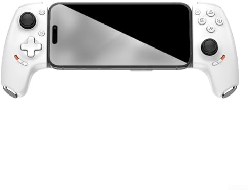 Controller per telefono cellulare per Android con joystick e trigger effetto Hall, controller di gioco wireless USB-C cablato e BT, design telescopico 115-193 mm, compatibile con AB01, bianco