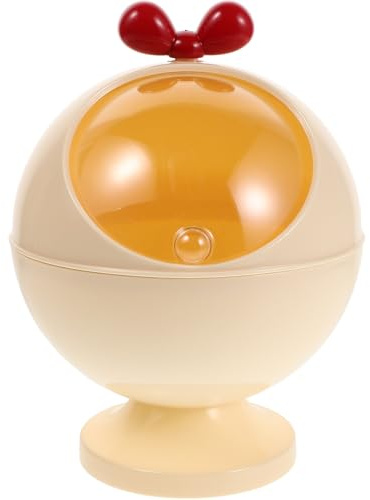 Veemoon Bote de Basura de Escritorio Pequeño Crema, Recipiente Redondo de Plástico Multiusos con Tapa Transparente, Organizador para Hogar, Sala y Oficina, Contenedor Almacenamiento