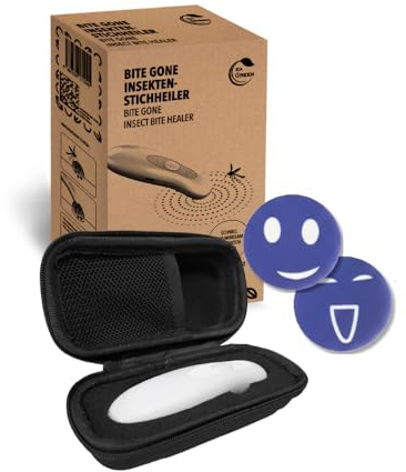 IEA Green Insektenstichheiler USB-C mit Travelcase & Mückenpflaster mit Citronella-Duft (60 Stk.), Wärmestift gegen Mückenstiche