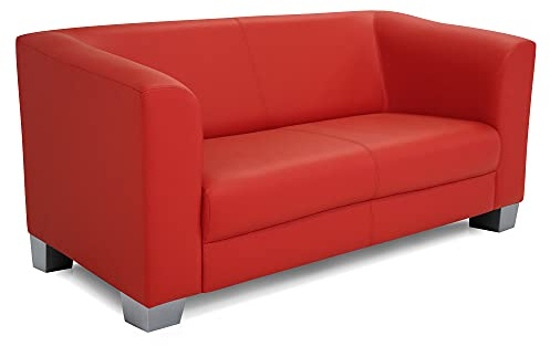 CHICAGO 2-Sitzer Sofa Couch Loungesofa, Material Kunstleder, rot