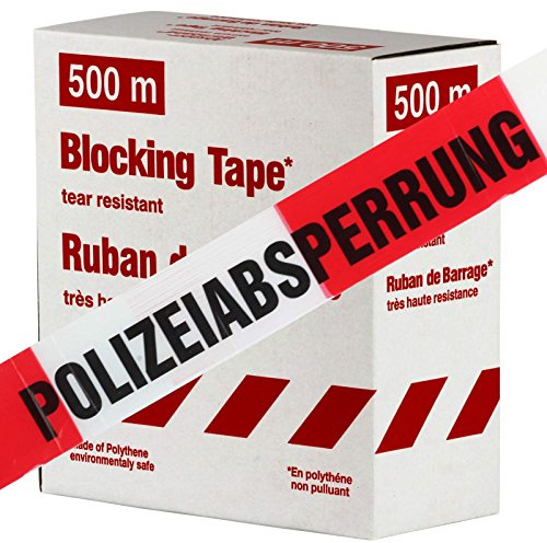 Polizeiabsperrung 500m Absperrband, Flatterband, Warnband Absperr-Warnband rot-weiß 80 mm extrem reißfest
