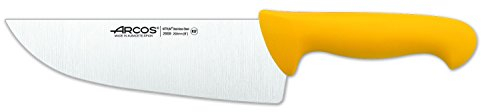 Arcos Serie 2900 - Cuchillo Carnicero Ancho - Hoja de Acero Inoxidable NITRUM de 200 mm - Mango inyectado en Polipropileno Color amarillo