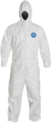 DuPont Tyvek 400 Disposable Protective Coverall with Respirator-Fit Hood and Elastic Cuff, White, 3X-Large, 25-Pack