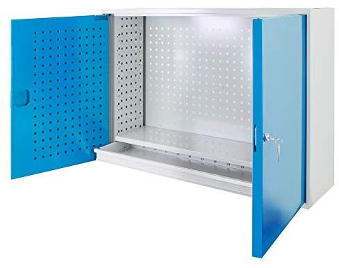 ADB Metall Werkstattschrank, Werkzeugschrank, Hängeschrank, 755x1050x310 mm, Lochrückwand, Lochwand | Werkzeugschrank mit Lochrückwand & Lochwand, Metall-Hängeschrank, Maße 755x1050x310 mm