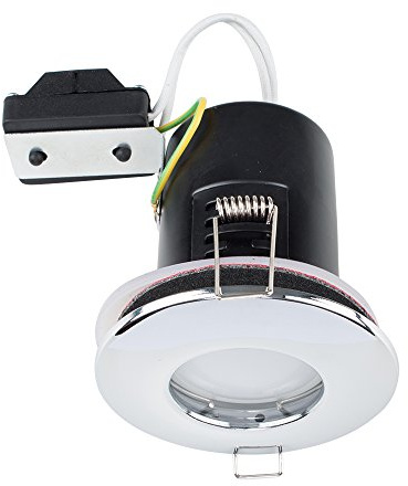 MiniSun | Fire Rated Polished Chrome Domed Ceiling Downlights | Bath Recessed Lighting, Home Décor & Improvement Essential | Pack of 4 | Includes 5W LED Bulbs [6500K Cool White] | Mains Wired