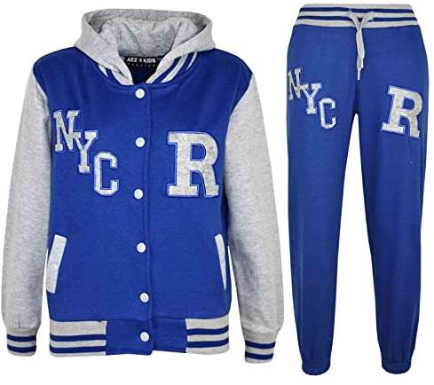 A2Z 4 Kids® Barn Unisex Flickor Pojkar Baseball Träningsoverall - T.S Baseball NYC Royal & Grey 5-6