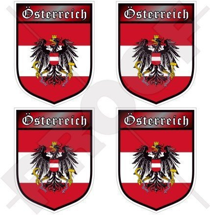 ÖSTERREICH Österreichisch Schild 50mm Auto & Motorrad Aufkleber, x4 Vinyl Stickers