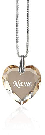 Personalisierte Namenskette 925 Silber mit Swarovski Elements Herzanhänger und individueller Namensgravur