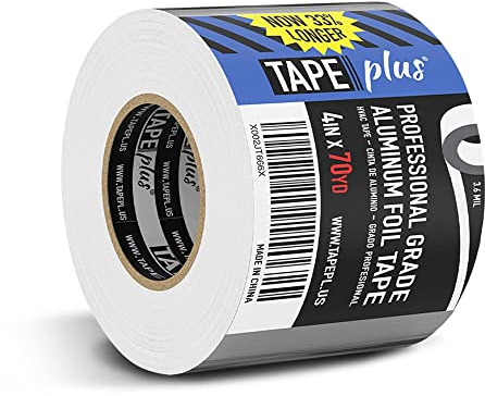 TapePlus Nastro Alluminio Adesivo - 100 mm x 64 m - Per Alte Temperature - Perfetto per Condotti Aria Calda e Fredda, Riparazione Metallo, per perdite sul tetto, fessurazioni superficiali (1 rotolo)