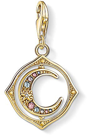 THOMAS SABO Charm Club Original Sun, Luna, Star with Lobster Clasp 925 Sterling Silver Jewellery Compatible with Bracelets & Necklaces