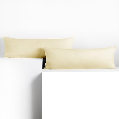 DecoKing 2 Kissenbezüge 40x200 cm Jersey 100% gekämmte Baumwolle Amber | Reißverschluss Creme