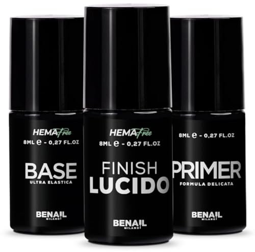 Benail | Gel Unghie Ricostruzione, TPO Free, Kit preparatori e sigillante Primer unghie gel, Base Semipermanente, Top Coat Semipermanente per Smalto Semipermanente, Gel Ricostruzione Unghie