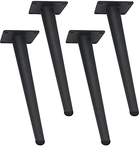 4x DIY Metall Tischbeine,Schräg Konisch Möbelfüße,Austauschbare Möbelbeine Sofa Füße Eisen Möbelfüsse,Ersatz Beine für Couchtisch TV-Schrank,Belastbar Bis 600kg,mit Zubehör,Schwarz (40cm/15.7in)