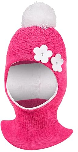 Smarilla Mädchen Wintermütze Schalmütze Schlauchmütze Strickmütze, Farbe: Pink-Weiß