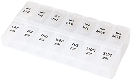 Wilitto Pillendose mit 14 Fächern, mit Deckel, zweireihig, täglicher Pillen-Organizer, Tagesmedizin-Organizer, tragbarer Pillendosierer, 7 Tage wöchentliche Tablettenbox, Pillendose für Pillen,