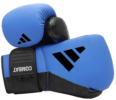 adidas Combat 50 Boxhandschuhe, 473 g, Blau, aus strapazierfähigem PU-Leder, vorgeformte Schaumstoffkonstruktion für Stoßdämpfung, Boxhandschuh für Training und Sparring