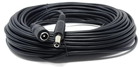 DC Power Plug to Socket Male to Female, 15m, 5.5mm x 2.1mm, 50ft, Black | CCTV, LED, Modem Router, Music Instruments Extension Lead Cable