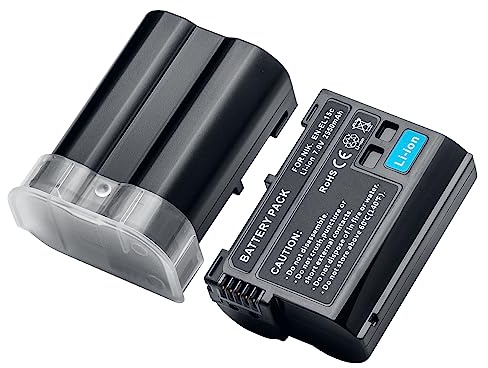 EN-EL15/EL15a/15b Batería Recargable 2550mAh (2 Unidades) Compatible con Nikon D7000, D7100, D7200, D7500, D500, D600, D600E, D610, D750, D780, D800, D800E, DE, 810, D 810E, D850, V1, Z5, Z6, Z7, Z62