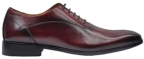 Mens Real Calf Leather Shoes Leather Sole Classic Handmade Semi Brogues Oxfords Lace up [ PLS-361-VEAU-BORDEAUX-44 ]