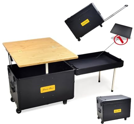 WOLWES Campingküche Faltbar Outdoor Küche Mit Herd Camping Box Mit Rollen Camping Set Campingtisch für Strand, Picknick, Camping, Reisen (Size : Simple Version)