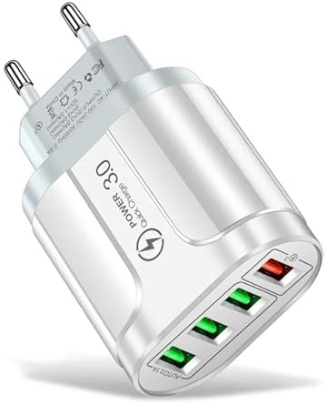 Caricabatterie 48 watt 4 usb 3.0 a caricatore 4 in 1 multiplo USB universale per studio, casa, ufficio, viaggio, Salvaspazio
