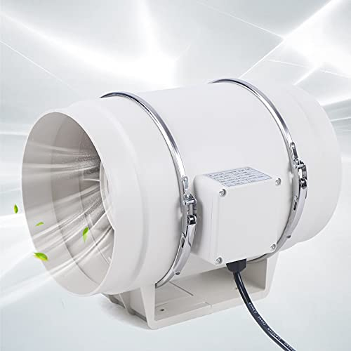 Kanal Rohrventilator, 200mm Vents Rohrlüfter, Ventilator Gebläse Kanallüfter Lüfter, Abluftventilator, Pipe Fan 2600 U/min 900 m³/h, Für Bad, WC, Küche, Gewächshaus, Zelt, Garage