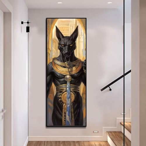 Diamond Painting Anubis Ägypten Diamond Painting Erwachsene, Groß xxl 300 X 100cm, Malen Nach Zahlen Erwachsene, DIY Diamant Painting Bilder Kinder, 5D Diamant-Malset, Home Wanddekoration Geschenke-4l
