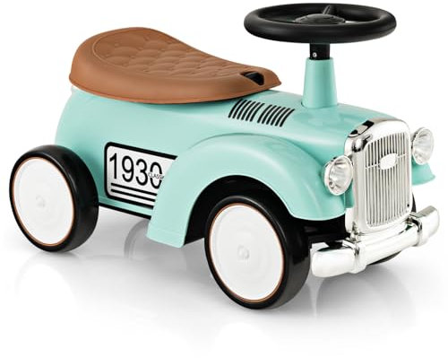 GOPLUS Rutscherauto im Retro-Stil, Rutscherfahrzeug mit ergonomischem Sitz, Stauraum, Soundeffekten & Kippschutz, Rutscher Kinderauto mit Eva-Räder für Kinder von 18-36 Monate (Grün)