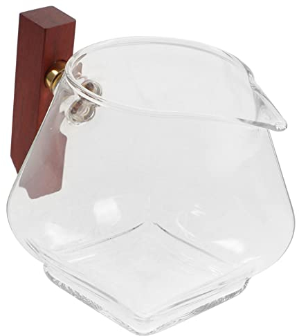 TOPBATHY Elegant Solid Wood Handle Milk Bottle Gravy Sauce Boat Ideal for Cafe Restaurant Bar Catering