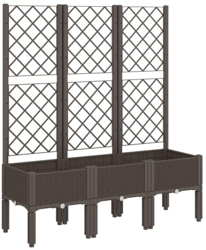 vidaXL Pflanzkübel mit Rankgitter Braun 120x40x142 cm PP