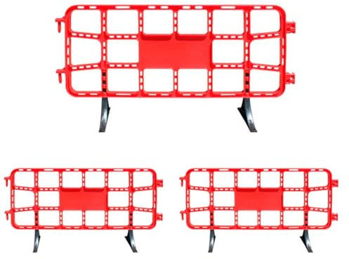 PAL | Valla de Obra Peatonal de Plástico 2metros Rojo | Diseño Innovador y Sin Mantenimiento | Fácil Transporte y Almacenamiento | Ideal para Seguridad y Publicidad, Roja (1- Valla)