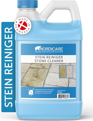 Nordicare Stone and Concrete Cleaner – Professional Alkaline Formula for Outdoor and Indoor Stone and Concrete Surfaces – Removes Dirt, Weathering Residues, Oil Stains, and Tough Stains (2500ml)