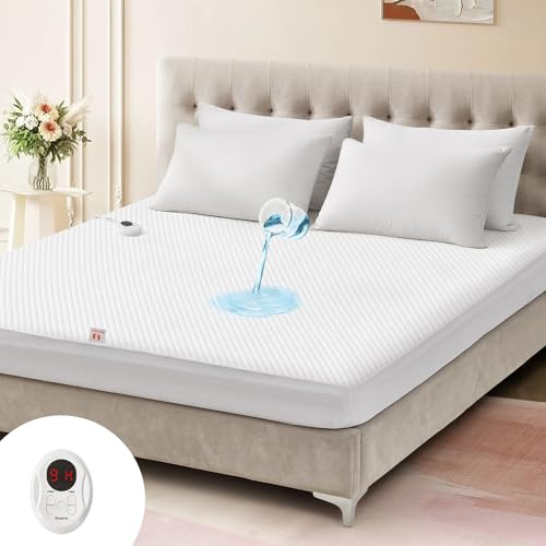 Bwarm Waterproof Heated Mattress Pad Twin XL, 9 Heat Settings for Winter