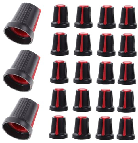 OFFSCH 50 Rote Drehknöpfe für Gitarrenpotentiometer Kunststoff 6mm Innendurchmesser Passend für E-gitarre und Bass 50 Stück für Selbstgemacht Ausrüstung